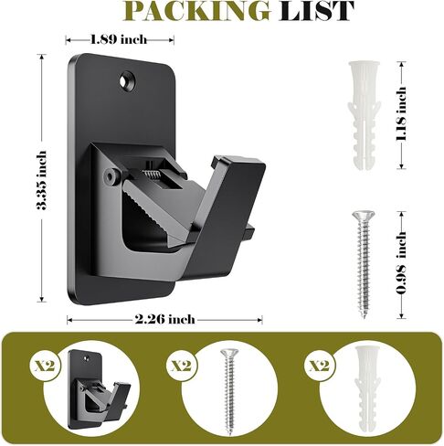 No Drill Curtain Rod Brackets, Universal Curtain Rod Holder, 2 Pack Self Adhesive Curtain Rod Bracket Heavy Duty 30 LB, Nail Free Curtain Rod Bracket for Bathroom, Bedroom, Livingroom, Kitchen, Black in Saudi Arabia