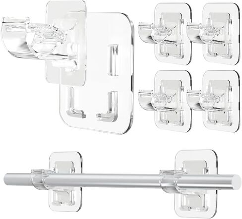 Detachable Adhesive Curtain Rod Holder - 20LB, No Drill Curtain Rod Brackets, Renter Friendly No Damage Wall Hooks for Apartments, Farmhouses, Classrooms, RVs, Bedrooms, Hanging Drapes Over Blinds in Saudi Arabia