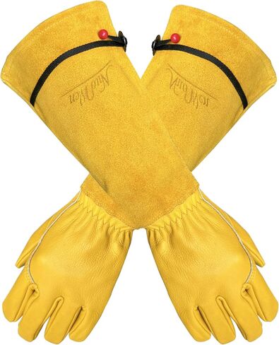 Gardens Leather Gardening Gloves for Women and Men | Thorn and Cut Proof Garden Work Gloves with Long Heavy Duty Gauntlet | Suitable For Thorny Bushes Cacti Rose Pruning Landscaping Work (Extra Large) in Kuwait