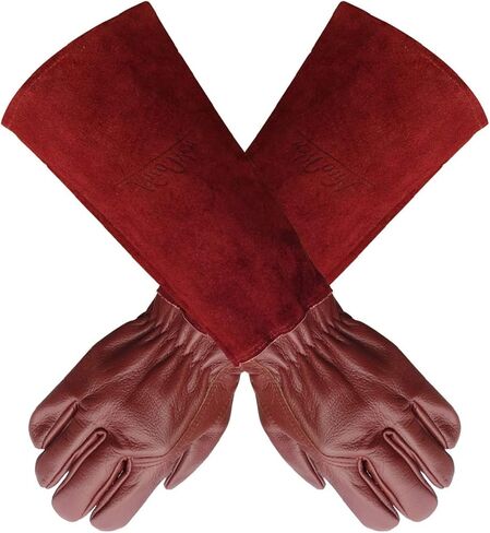 Gardens Leather Gardening Gloves for Women and Men | Thorn and Cut Proof Garden Work Gloves with Long Heavy Duty Gauntlet | Suitable For Thorny Bushes Cacti Rose Pruning Landscaping Work (Extra Large) in Kuwait