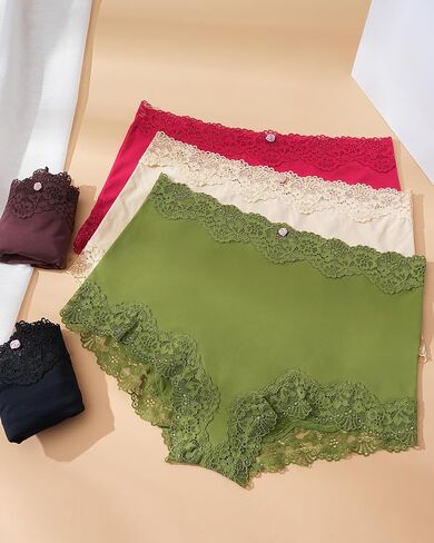 LEVAO Boy Shorts Underwear for Women Lace Full Covreage Boxer Briefs Panties 5 Pack S-XL in Kuwait