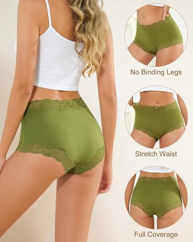 LEVAO Boy Shorts Underwear for Women Lace Full Covreage Boxer Briefs Panties 5 Pack S-XL in Kuwait