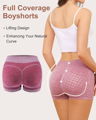 LEVAO High-waisted Seamless Boyshorts, Stretchy Boxer Briefs, No Show Underwear Lifting Design, Hip Hugging Panties in Kuwait