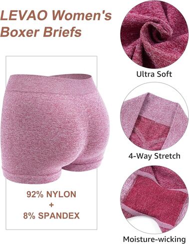 LEVAO High-waisted Seamless Boyshorts, Stretchy Boxer Briefs, No Show Underwear Lifting Design, Hip Hugging Panties in Kuwait