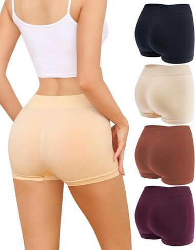 LEVAO High-waisted Seamless Boyshorts, Stretchy Boxer Briefs, No Show Underwear Lifting Design, Hip Hugging Panties in Kuwait