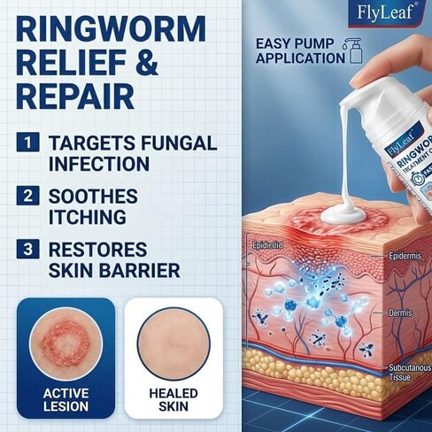Antifungal Ringworm Treatment Cream, - Miconazole Nitrate 2% Antifungal Cream for Humans - For Fast Itch Relief, Jock Itch & Athlete's Foot - Cream with Ceramides & Tea Tree Oil, Non-Greasy, 3.53oz in Saudi Arabia