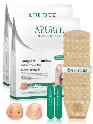 APUREE Fungal Nail Patches Extra Strength: FSA-HSA True 1% Tolnaftate | 8H Overnight Toenail Treatment |Repair For Discolored Yellow Brittle Damage Nails| Restores Healthy Appearance| 64 Patch in Kuwait