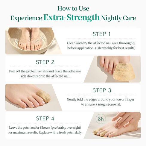 APUREE Fungal Nail Patches Extra Strength: FSA-HSA True 1% Tolnaftate | 8H Overnight Toenail Treatment |Repair For Discolored Yellow Brittle Damage Nails| Restores Healthy Appearance| 64 Patch in Kuwait