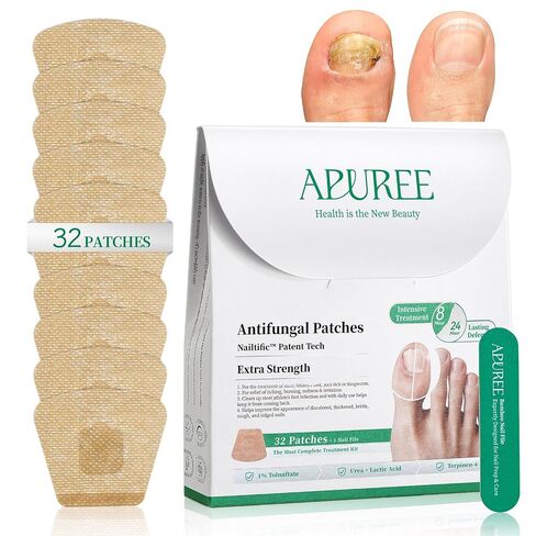 APUREE Fungal Nail Patches Extra Strength: FSA-HSA True 1% Tolnaftate | 8H Overnight Toenail Treatment |Repair For Discolored Yellow Brittle Damage Nails| Restores Healthy Appearance| 64 Patch in Kuwait