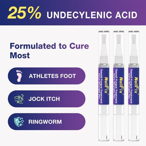Toenail Fungus Treatment Extra Strength - AntiFung Pen - with 25% Undecylenic Acid - for Ingrown toenail treatment, Repairs Yellow Thick Brittle Toe and foot fungus treatment extra strength, 3Pcs in Kuwait