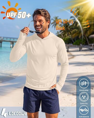 Locoowai 3 قطع من قمصان الحماية من الشمس للرجال بعامل حماية من أشعة الشمس 50+ SPF قمصان طويلة الأكمام للأشعة فوق البنفسجية سريعة الجفاف وخفيفة الوزن للسباحة in Kuwait