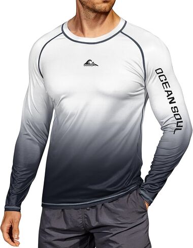 Mens UPF 50+ Rash Guard Sun Protection Moisture Wicking Long Sleeve Swimwear (S-XXL) in Saudi Arabia