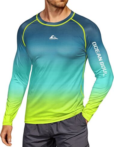 Mens UPF 50+ Rash Guard Sun Protection Moisture Wicking Long Sleeve Swimwear (S-XXL) in Saudi Arabia
