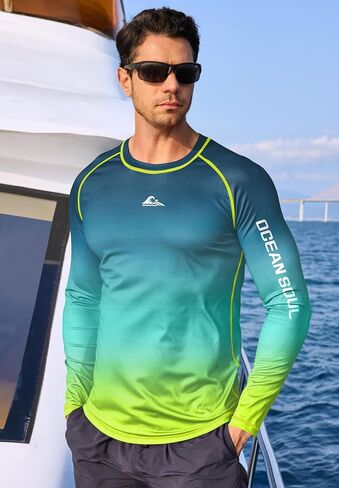Mens UPF 50+ Rash Guard Sun Protection Moisture Wicking Long Sleeve Swimwear (S-XXL) in Saudi Arabia