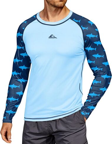 Mens UPF 50+ Rash Guard Sun Protection Moisture Wicking Long Sleeve Swimwear (S-XXL) in Saudi Arabia