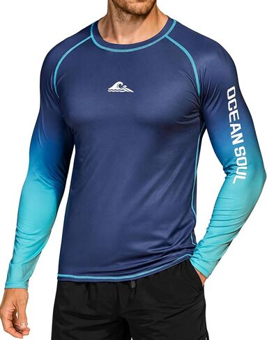 Mens UPF 50+ Rash Guard Sun Protection Moisture Wicking Long Sleeve Swimwear (S-XXL) in Saudi Arabia