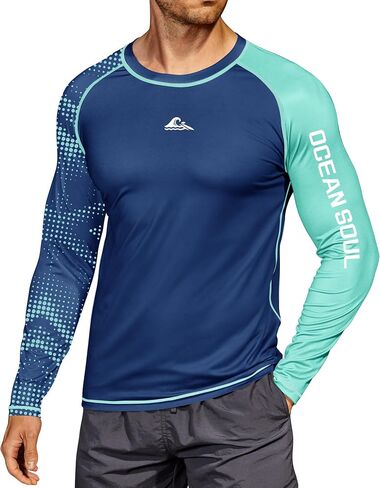 Mens UPF 50+ Rash Guard Sun Protection Moisture Wicking Long Sleeve Swimwear (S-XXL) in Saudi Arabia