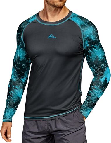 Mens UPF 50+ Rash Guard Sun Protection Moisture Wicking Long Sleeve Swimwear (S-XXL) in Saudi Arabia