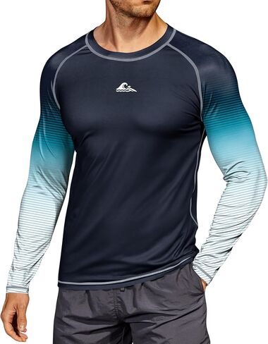 Mens UPF 50+ Rash Guard Sun Protection Moisture Wicking Long Sleeve Swimwear (S-XXL) in Saudi Arabia