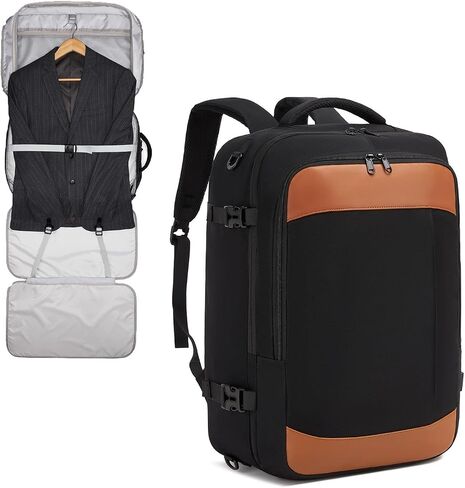 seyfocnia Convertible Travel Garment Bag, Large Travel Backpack for Men & Women, Business Laptop Backpack, Carry On Luggage, Personal Item Travel Bag Suit Bag With Multi-Pockets, Black in Kuwait
