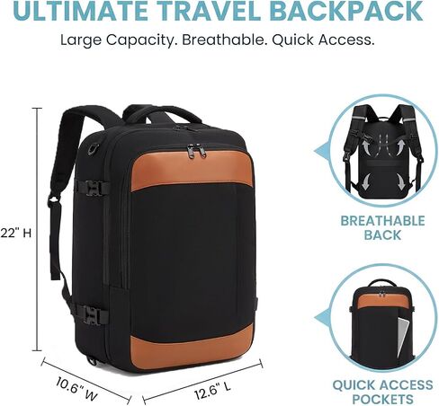 seyfocnia Convertible Travel Garment Bag, Large Travel Backpack for Men & Women, Business Laptop Backpack, Carry On Luggage, Personal Item Travel Bag Suit Bag With Multi-Pockets, Black in Kuwait