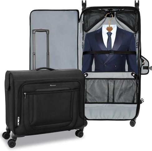 Modoker Rolling Garment Bags for Travel, Large Luggage with 4 Spinner Wheels & Laptop Compartment, 23" Rolling Suitcase for Men Women with Wheels, Black in Saudi Arabia