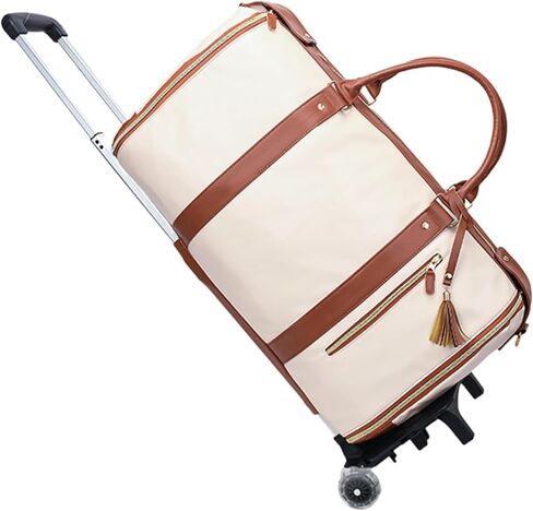 Rolling Garment Bag for Travel, 3-in-1 Convertible Carry On Garment Duffle Bag with Wheels, Waterproof PU Leather No Wrinkle Suit Bag for Business Trip, Wedding, Overnight in Saudi Arabia
