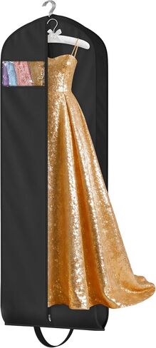 MISSLO 72" Wedding Dress Garment Bag Foldable Bridal Dress Bags for Gowns Long Garment Bags for Travel for Women Waterproof Hanging Wedding Dresses Storage Cover with Clear Window, White in Kuwait