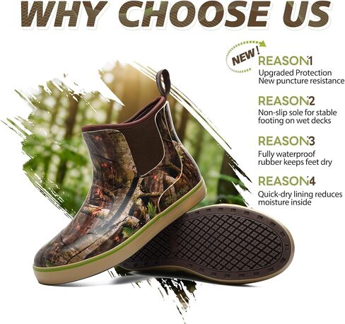Men's Deck Boots Puncture Proof Waterproof Rain Boots Non-Slip Neoprene Rubber Water Shoes for Farming Fishing Boating Gardening Sailing Daily in Saudi Arabia