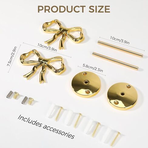 Elegant Gold Bow Curtain Holdbacks - 2 Pcs Wall-Mounted Tiebacks for Modern Home Décor | Ideal for Living Room, Bedroom & Office | Stylish Metal Curtain Holders with Screws Included in Saudi Arabia