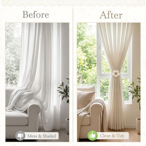 VIS'V Magnetic Curtain Tiebacks, Boho Flower Curtain Holdbacks, Cream, 2 Pcs in Saudi Arabia