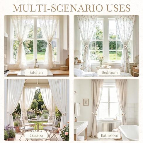 VIS'V Magnetic Curtain Tiebacks, Boho Flower Curtain Holdbacks, Cream, 2 Pcs in Saudi Arabia