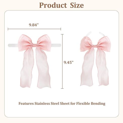 Dahey 2Pcs Bow Curtain Tiebacks Pink Ribbon Curtain Holdbacks with Bendable Metal Core Decorative Tie Backs Accessories for Curtains, Girls Bedroom Home Living Room Wedding Party Offices Decor in Kuwait