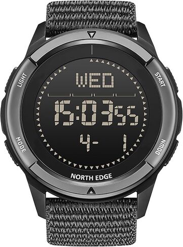 NORTH EDGE ALPS Tactical Outdoor Digital Sports Watch, 50M Waterproof, Compass, Pedometer, Calorie Counter, FSTN Display, Countdown Timer, Nylon Velcro Strap in Kuwait