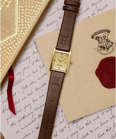 Timex Women's Harry Potter x Hailey Hogwarts 24mm Watch - Brown Two- Piece Quick Release Champagne Dial Gold-Tone Case in Kuwait