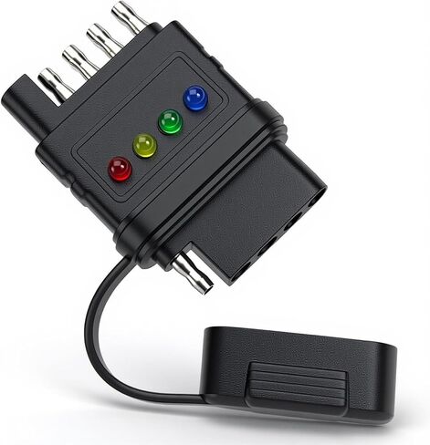 4-Way Flat Trailer Wiring Tester - 4 Pin Male & Female Trailer Light Tester with Bright Indicators, Continuity Test & Double End Design, Trouble Shooter for Turn Signal & Tail Lights in Saudi Arabia