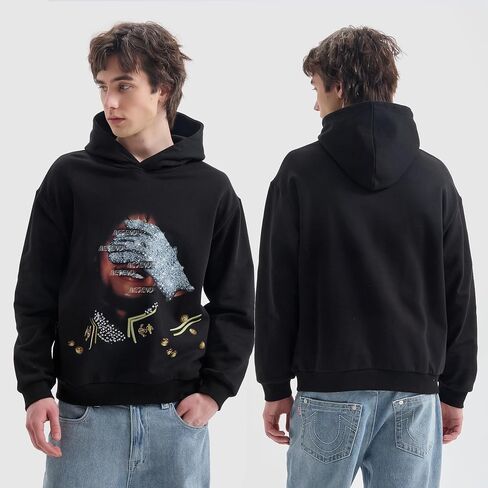 MeJend Rhinestone Hoodie, Mens Long Sleeve Hooded Pullover, Unisex Graphic Top, The for Fans in Saudi Arabia
