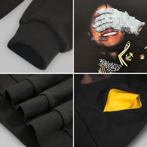 MeJend Rhinestone Hoodie, Mens Long Sleeve Hooded Pullover, Unisex Graphic Top, The for Fans in Saudi Arabia