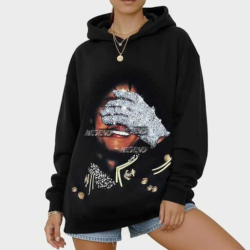 MeJend Rhinestone Hoodie, Mens Long Sleeve Hooded Pullover, Unisex Graphic Top, The for Fans in Saudi Arabia