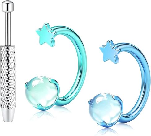 2PCS G23 Titanium Septum Rings 16G with Ball Grabber Tool - Internally Threaded Horseshoe Nose Ring 6/8/10mm for Women Men Hypoallergenic Cartilage Helix Tragus Earring Hoops Piercing Jewelry in Saudi Arabia