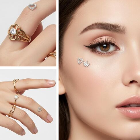2Pcs 14G Cubic Zirconia Dermal Anchor Tops and Base 316L Surgical Steel Heart-Shaped and Crown-Shaped Dainty Crystal Microdermals Body Piercings Studs Body Piercings Jewelry Gift for Women Men in Kuwait