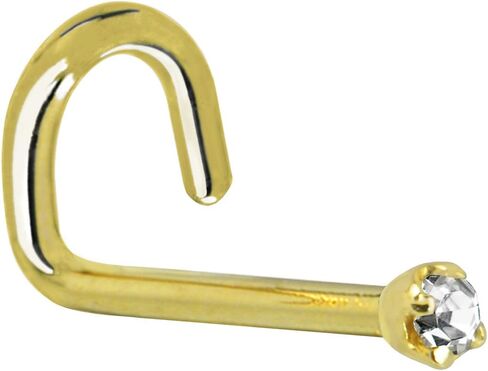 Body Candy 14k Yellow Gold 1.5mm Diamond (0.015 cttw) Left Nose Stud Screw 20 Gauge in Kuwait