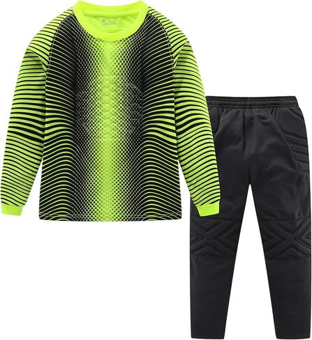Hiheart Boys Padded Goalie Soccer Jersey and Pants Long Sleeve Goalkeeper Uniform Kit for Kids and Youth in Saudi Arabia