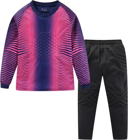 Hiheart Boys Padded Goalie Soccer Jersey and Pants Long Sleeve Goalkeeper Uniform Kit for Kids and Youth in Saudi Arabia