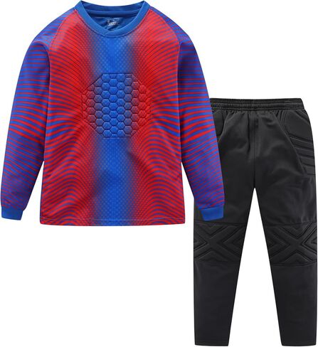Hiheart Boys Padded Goalie Soccer Jersey and Pants Long Sleeve Goalkeeper Uniform Kit for Kids and Youth in Saudi Arabia