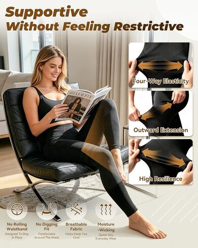 Vitaliaina Leggings 3D Compression Leggings for Women, Butt Lifting Seamless Workout Leggings, Breathable Stretch Activewear in Kuwait