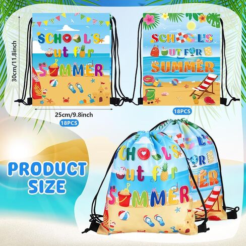 36 Pack End of School Year Drawstring Backpacks 11.8"x9.8" School's Out for Summer Drawstring Bags Waterproof Polyester Goodie Bags for Students Graduation Beach Vacation Gym Birthday Party Supplies in Kuwait