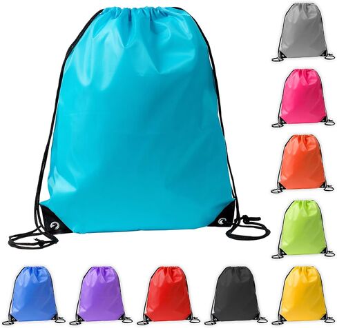 50 Pack Drawstring Backpacks Bulk – Durable Nylon String Bags for Gym, Sports & Travel – Large Cinch Sack Backpack for Men, Women & DIY Custom – 10 Assorted Colors (13.4 x 16.5 Inch) in Saudi Arabia