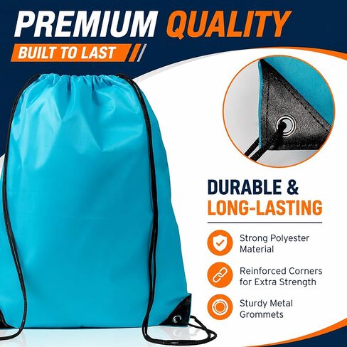50 Pack Drawstring Backpacks Bulk – Durable Nylon String Bags for Gym, Sports & Travel – Large Cinch Sack Backpack for Men, Women & DIY Custom – 10 Assorted Colors (13.4 x 16.5 Inch) in Saudi Arabia