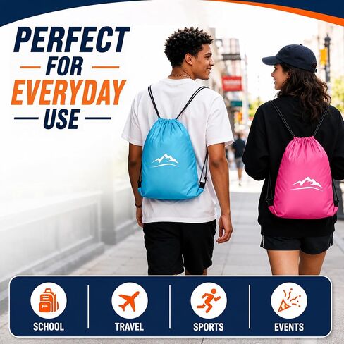 50 Pack Drawstring Backpacks Bulk – Durable Nylon String Bags for Gym, Sports & Travel – Large Cinch Sack Backpack for Men, Women & DIY Custom – 10 Assorted Colors (13.4 x 16.5 Inch) in Saudi Arabia